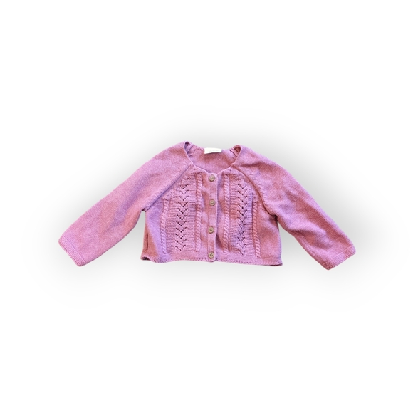 6-9 Months Next UK Baby Girl Pink Button Up Knit Cardigan - Picture 1 of 5